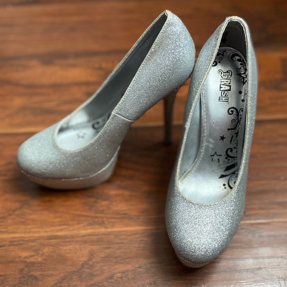 Sliver glitter high heels by Brash